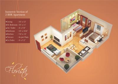 Image of 842 Sq.ft 2 BHK Apartment / Flat for sale in Aarav Florista, Wagholi, Pune for Rs. 5300000