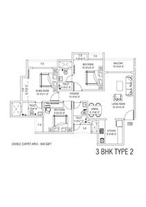 Image of 999 Sq.ft 2 BHK Apartment / Flat for sale in Siddhi Highland Park, Thane West, Thane for Rs. 14500000