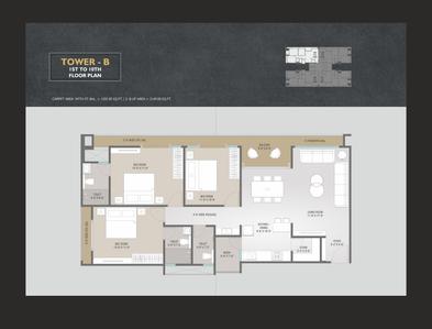 Image of 1350 Sq.ft 3 BHK Apartment / Flat for sale in Ved Courtyard Vista, Saiyed Vasna, Vadodara for Rs. 7800000