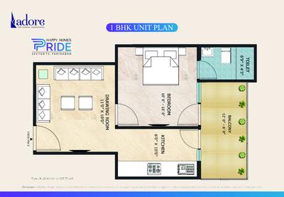 Image of 750 Sq.ft 3 BHK Apartment / Flat for sale in Adore Happy Homes Pride, Sector 75, Faridabad for Rs. 6500000