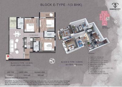 Image of 1140 Sq.ft 3 BHK Apartment / Flat for sale in Diamond City , Phulnakhara, Cuttack for Rs. 12700000