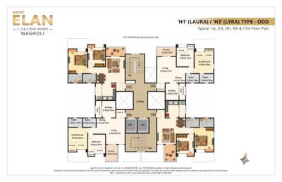 Image of 600 Sq.ft 1 BHK Apartment / Flat for sale in Nyati Elan Central I, Wagholi, Pune for Rs. 4900000
