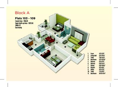 Image of 1250 Sq.ft 3 BHK Apartment / Flat for sale in MJ Lifestyle Astro by MJ Infrastructure, Chikkanagamangala, Bengaluru for Rs. 9500000