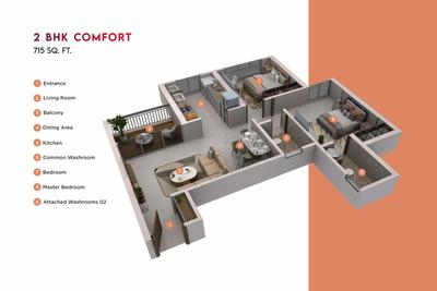 Image of 988 Sq.ft 2 BHK Apartment / Flat for sale in Urway Aikyam, Ravet, Pune for Rs. 8300000