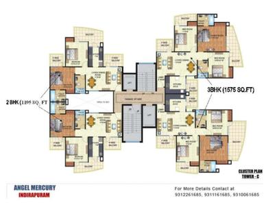 Image of 1195 Sq.ft 2 BHK Apartment / Flat for sale in Angel Mercury , Indirapuram, Ghaziabad for Rs. 10931000