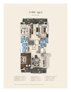 Image of 2350 Sq.ft 3.5 BHK Apartment / Flat for sale in Gulnaar Meadows, Bhabat, Zirakpur for Rs. 12540000