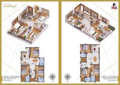 Image of 1100 Sq.ft 3 BHK Apartment / Flat for sale in MG The Landmark, Jagatpura, Jaipur for Rs. 6000000