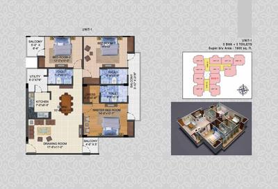 Image of 1350 Sq.ft 3 BHK Apartment / Flat for sale in VHP The Landmark Gold, Danapur, Patna for Rs. 13000000