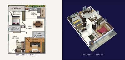 Image of 1143 Sq.ft 2 BHK Apartment / Flat for sale in Syamantaka Emerald Heights, Bollaram Industrial Area, Sangareddy for Rs. 7557000