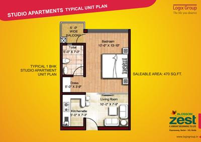 Image of 494 Sq.ft 1 BHK Apartment / Flat for sale in Logix Blossom Zest, Sector 143, Noida for Rs. 4320000