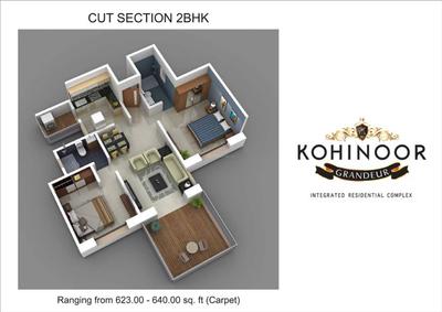 Image of 1064 Sq.ft 2 BHK Apartment / Flat for sale in Lalani Kohinoor Grandeur, Ravet, Pune for Rs. 9000000