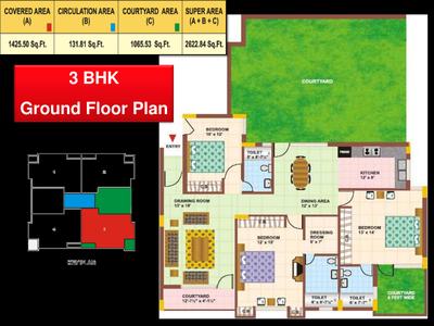 Image of 1663 Sq.ft 3 BHK Apartment / Flat for sale in Orbit Apartments, Lohgarh, Zirakpur for Rs. 10800000