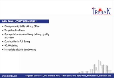 Image of 965 Sq.ft 2 BHK Apartment / Flat for sale in Trehan Royal Court, Fatehpura, Neemrana for Rs. 2390000