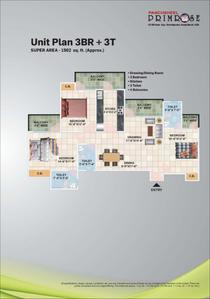 Image of 1100 Sq.ft 3 BHK Apartment / Flat for sale in Panchsheel Primrose, Shastri Nagar, Ghaziabad for Rs. 6500000