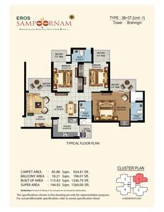 Image of 1060 Sq.ft 2 BHK Apartment / Flat for sale in Eros Sampoornam, Noida Extension, Greater Noida for Rs. 9500000