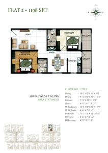 Image of 1262 Sq.ft 2 BHK Apartment / Flat for sale in Manbhum Home Tree, Jeedimetla, Hyderabad for Rs. 12000000