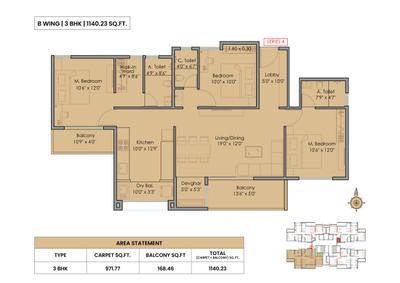 Image of 1497 Sq.ft 3 BHK Apartment / Flat for sale in Minerva, Pimple Saudagar, Pune for Rs. 17500000