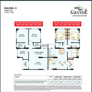 Image of 1500 Sq.ft 3 BHK Apartment / Flat for sale in Mont Vert Grande Plot 4 Bldg D, Pashan, Pune for Rs. 17000000