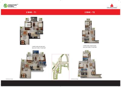 Image of 600 Sq.ft 2 BHK Apartment / Flat for sale in Signature Global The Millennia I, Sector 37D, Gurgaon for Rs. 6600000