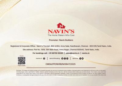 Image of 1368 Sq.ft 3 BHK Apartment / Flat for sale in Navins Vijayasree , Anna Nagar, Chennai for Rs. 27500000