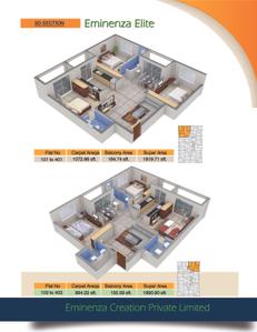 Image of 1278 Sq.ft 3 BHK Apartment / Flat for sale in Eminenza Elite, Hanspal, Bhubaneswar for Rs. 10700000