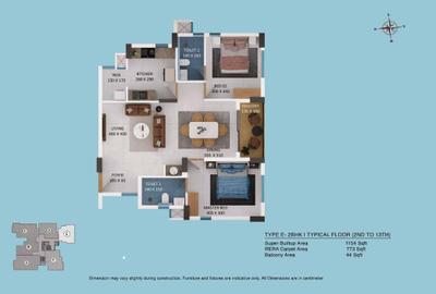 Image of 1587 Sq.ft 3 BHK Apartment / Flat for sale in Varma Avenue, Kakkanad, Kochi for Rs. 9800000