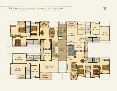 Image of 1700 Sq.ft 3 BHK Apartment / Flat for sale in Nyati Epitome, Mohammed Wadi, Pune for Rs. 15000000