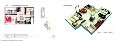 Image of 390 Sq.ft 1 BHK Apartment / Flat for sale in Jubliee Residences, Moolakazhani, Chennai for Rs. 2750000