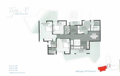 Image of 4000 Sq.ft 4 BHK Apartment / Flat for sale in Unitech Heights, New Town, Kolkata for Rs. 28000000