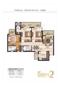 Image of 920 Sq.ft 3 BHK Apartment / Flat for sale in Galaxy Heights 2 Phase II Tower A And B, JLPL Industrial Area, Mohali for Rs. 14700000