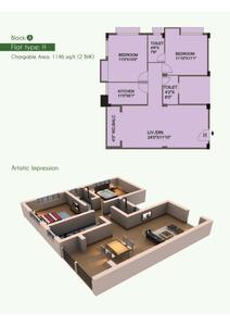Image of 1256 Sq.ft 3 BHK Apartment / Flat for sale in Baron Enclave, Narendrapur, Kolkata for Rs. 8000000