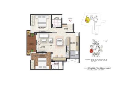 Image of 1750 Sq.ft 3 BHK Apartment / Flat for sale in Shriram Southern Crest, Kumaraswamy Layout, Bengaluru for Rs. 28500000