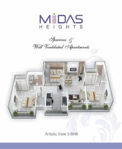 Image of 1000 Sq.ft 3 BHK Apartment / Flat for sale in Midas Heights, Virar West, Virar for Rs. 6395000