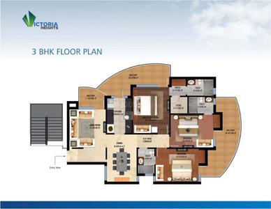 Image of 300 Sq.ft 1 RK Apartment / Flat for sale in Fortune Victoria Heights, Dhakoli, Zirakpur for Rs. 2400000