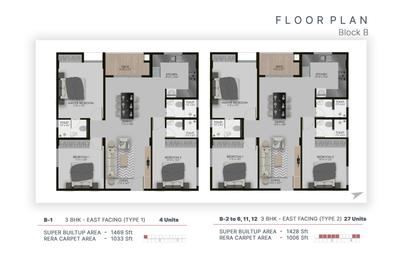 Image of 1068 Sq.ft 2 BHK Apartment / Flat for sale in 302 West, Kadagrahara, Bengaluru for Rs. 8700000