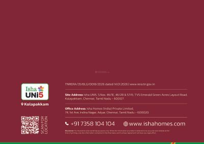 Image of 930 Sq.ft 2 BHK Apartment / Flat for sale in Isha Uni5, Nedumgundram, Chennai for Rs. 6720000