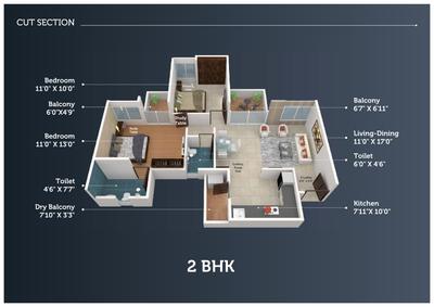 Image of 700 Sq.ft 2 BHK Apartment / Flat for sale in Neev Itrend Life 2, Wakad, Pune for Rs. 8100000