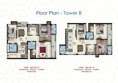 Image of 1550 Sq.ft 3 BHK Apartment / Flat for sale in Sunwest Homes 107, Sector 107, Noida for Rs. 7750000