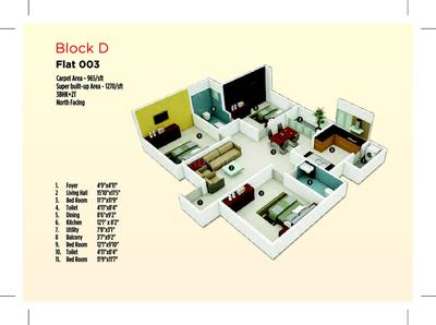 Image of 1250 Sq.ft 3 BHK Apartment / Flat for sale in MJ Lifestyle Astro by MJ Infrastructure, Chikkanagamangala, Bengaluru for Rs. 9500000