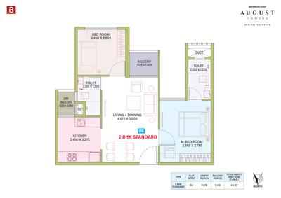 Image of 740 Sq.ft 2 BHK Apartment / Flat for sale in Bramhacorp August Towers, Wadgaon Sheri, Pune for Rs. 9800000
