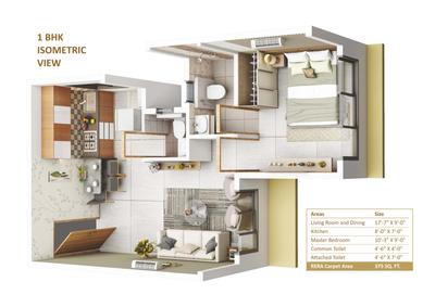 Image of 381 Sq.ft 1 BHK Apartment / Flat for sale in Kripa Eternia, Vikhroli East, Mumbai for Rs. 7300000