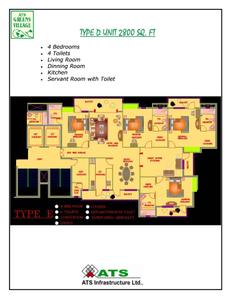 Image of 1600 Sq.ft 3 BHK Apartment / Flat for sale in ATS Greens Village, Sector 93A, Noida for Rs. 38000000