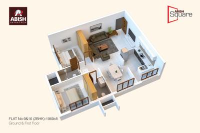 Image of 1158 Sq.ft 2 BHK Apartment / Flat for sale in Abish Square, Yeyyadi, Mangalore for Rs. 7800000