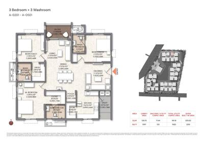 Image of 2000 Sq.ft 3 BHK Apartment / Flat for sale in Brigade Manor, Erragadda, Hyderabad for Rs. 20900000