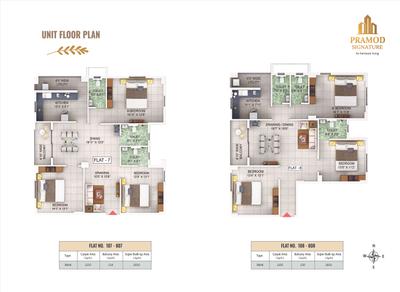 Image of 1817 Sq.ft 3 BHK Apartment / Flat for sale in Jay Jagannath Pramod Signature, Patrapada, Bhubaneswar for Rs. 13816000