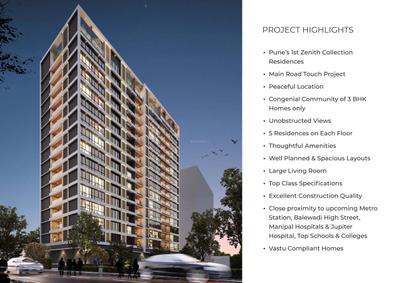 Image of 1520 Sq.ft 3 BHK Apartment / Flat for sale in Ellanza Zenistry B, Baner, Pune for Rs. 16000000