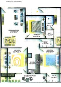Image of 1290 Sq.ft 3 BHK Apartment / Flat for sale in Mahadev Shivakshi Homes, Govindpuram, Ghaziabad for Rs. 4288552