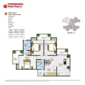 Image of 1495 Sq.ft 3 BHK Apartment / Flat for sale in Panchsheel Pratistha Phase 1 Tower T4 To T7, Sector 75, Noida for Rs. 21000000