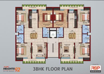 Image of 1800 Sq.ft 3 BHK Apartment / Flat for sale in Acme Heights 92, Sector 92, Mohali for Rs. 10800000