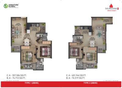 Image of 670 Sq.ft 2 BHK Apartment / Flat for sale in Signature Global The Millennia 2, Sector 37C, Gurgaon for Rs. 6950000